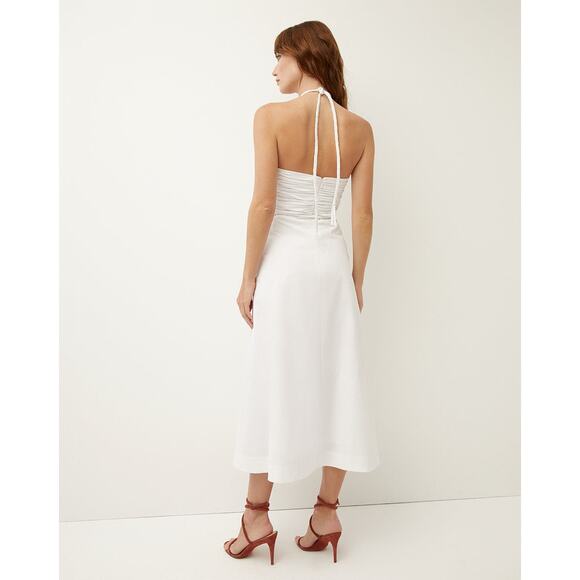 Veronica Beard white strapless halter midi TUCKER DRESS size 12 / large - Picture 4 of 13